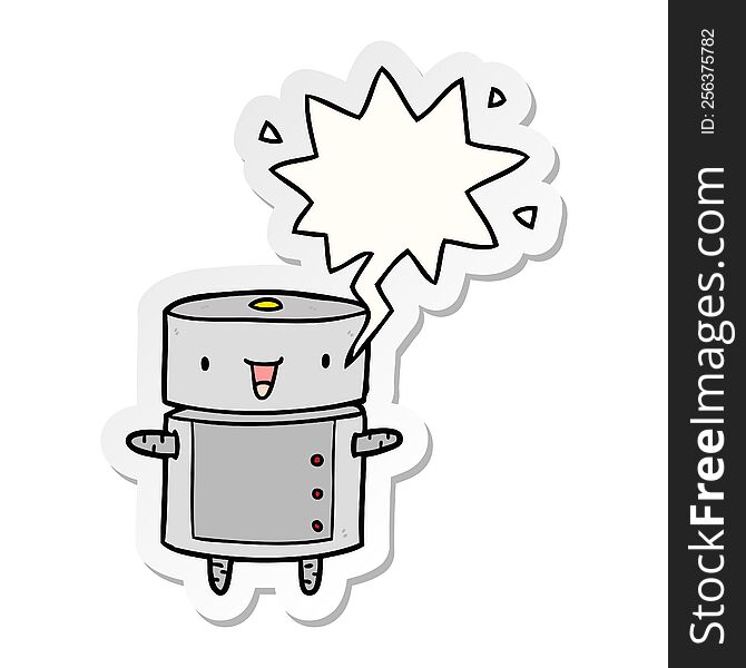 Cute Cartoon Robot And Speech Bubble Sticker