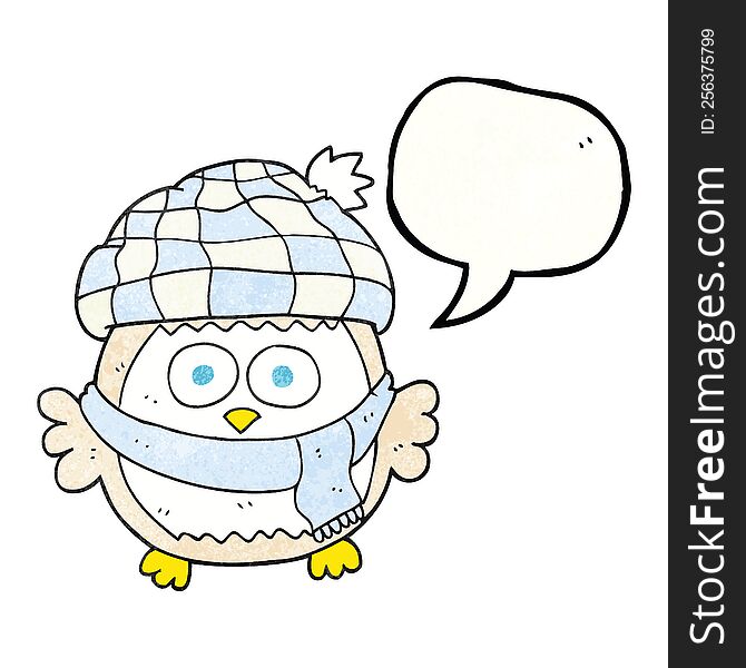 Speech Bubble Textured Cartoon Cute Little Owl