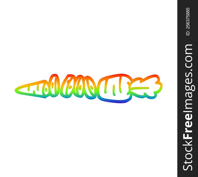 rainbow gradient line drawing of a cartoon chopped carrot