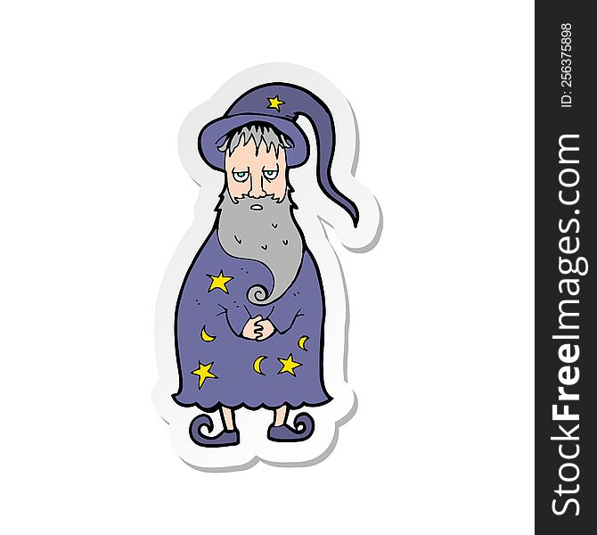 sticker of a cartoon wizard
