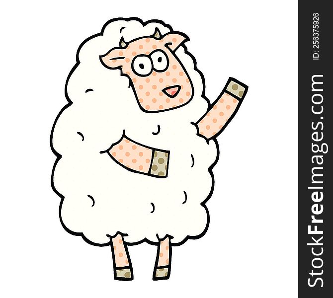 Comic Book Style Cartoon Sheep