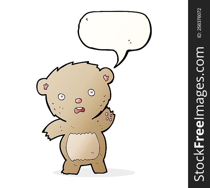 Cartoon Unhappy Teddy Bear With Speech Bubble