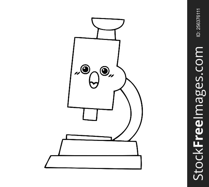 line drawing cartoon of a microscope