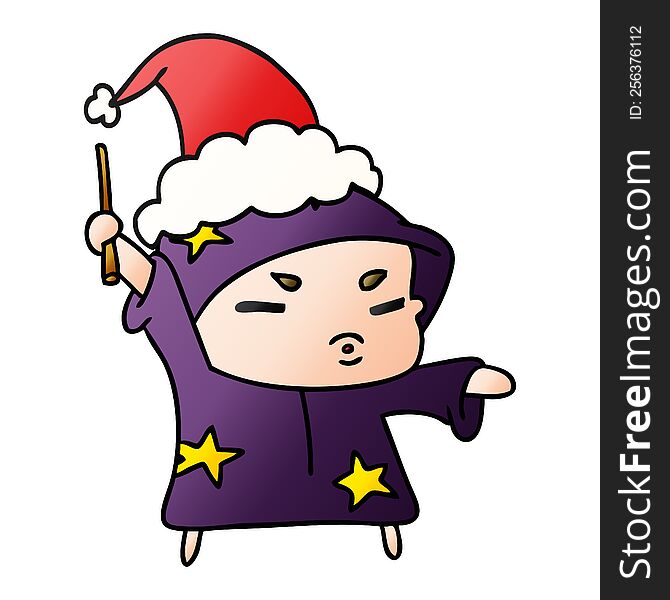 Christmas Gradient Cartoon Of Kawaii Wizard