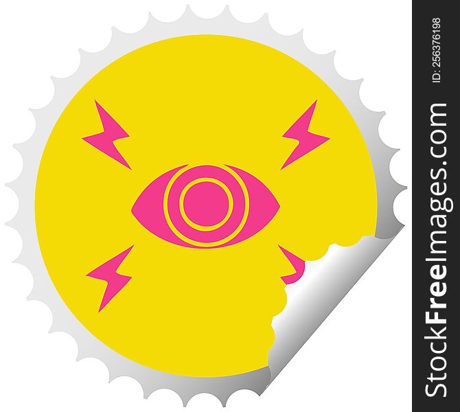 circular peeling sticker cartoon of a mystic eye