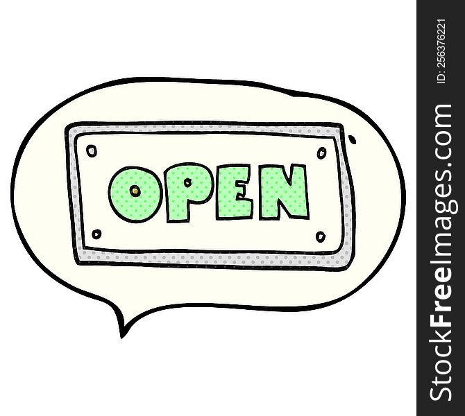 comic book speech bubble cartoon open sign