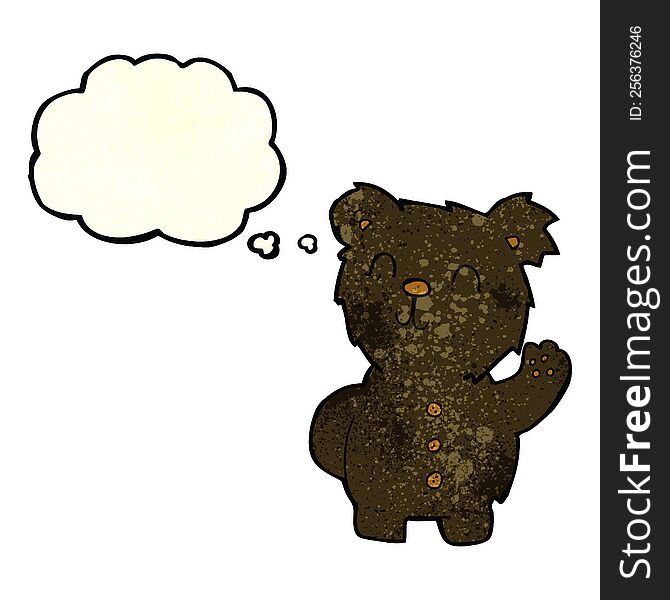 cartoon black bear with thought bubble