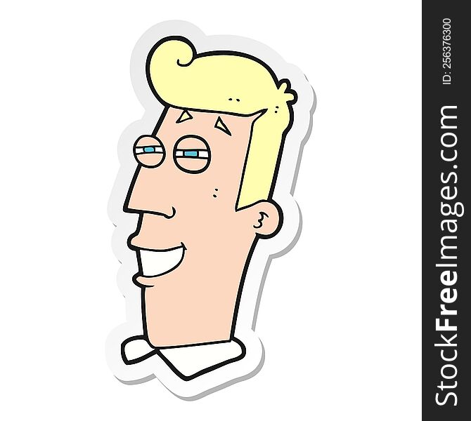 Sticker Of A Cartoon Grinning Man