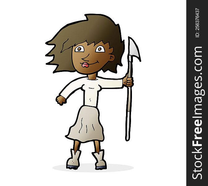 Cartoon Woman With Spear