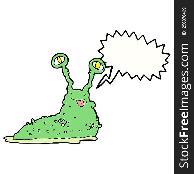 Cartoon Gross Slug With Speech Bubble