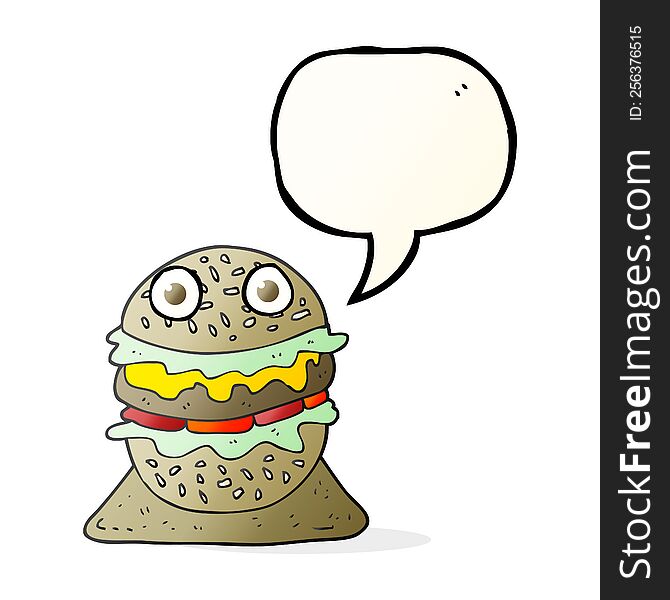 Speech Bubble Cartoon Tasty Burger