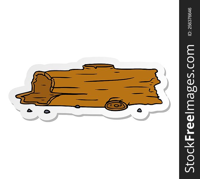 Sticker Cartoon Doodle Of A Tree Log