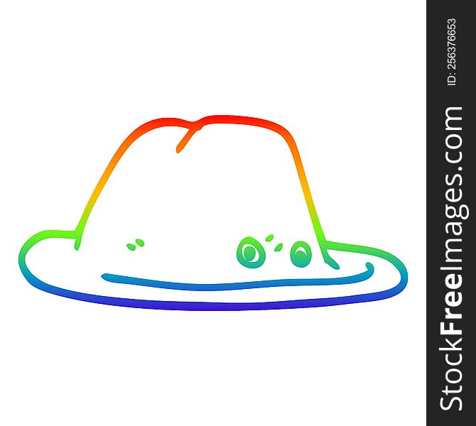 rainbow gradient line drawing of a cartoon hat