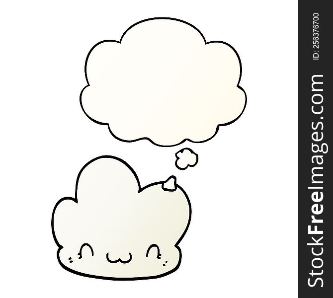 cartoon cloud with thought bubble in smooth gradient style
