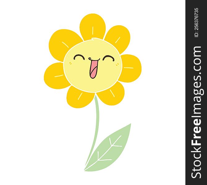 Quirky Hand Drawn Cartoon Happy Flower