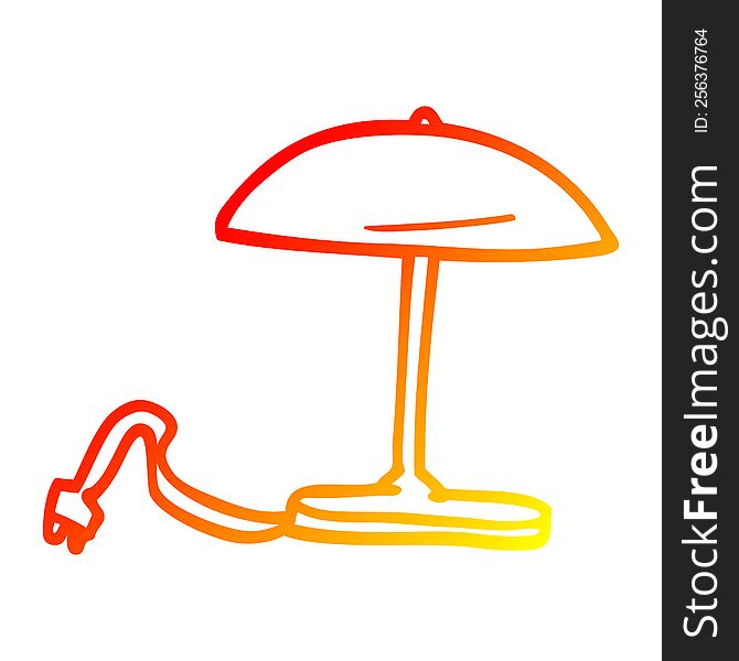 warm gradient line drawing of a cartoon lamp