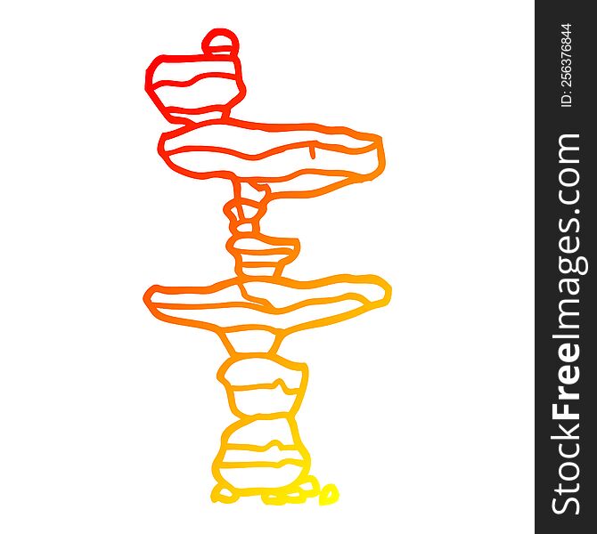 Warm Gradient Line Drawing Cartoon Of Stacked Stones