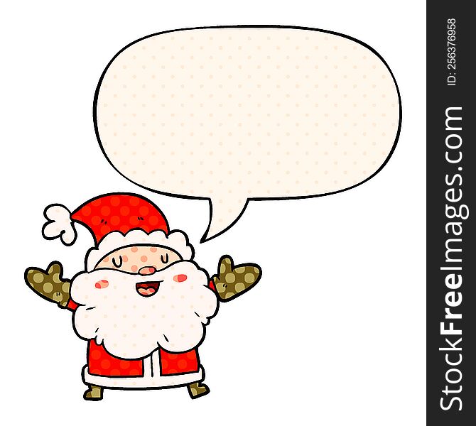 Cartoon Santa Claus And Speech Bubble In Comic Book Style