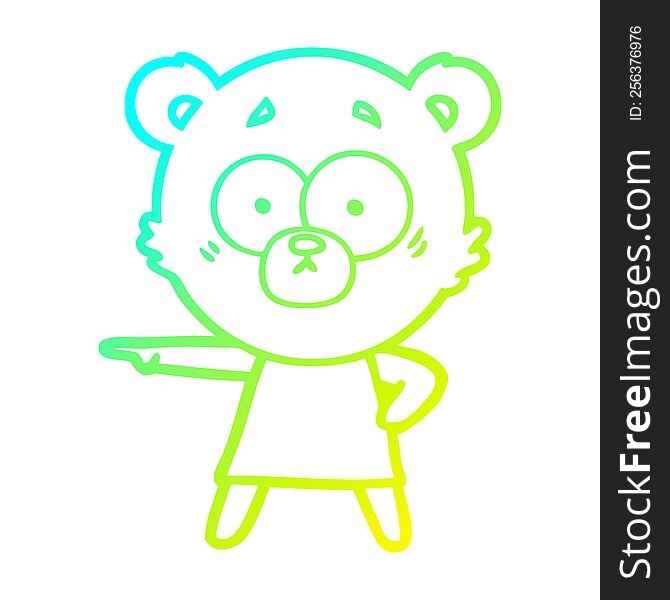 Cold Gradient Line Drawing Nervous Polar Bear Cartoon