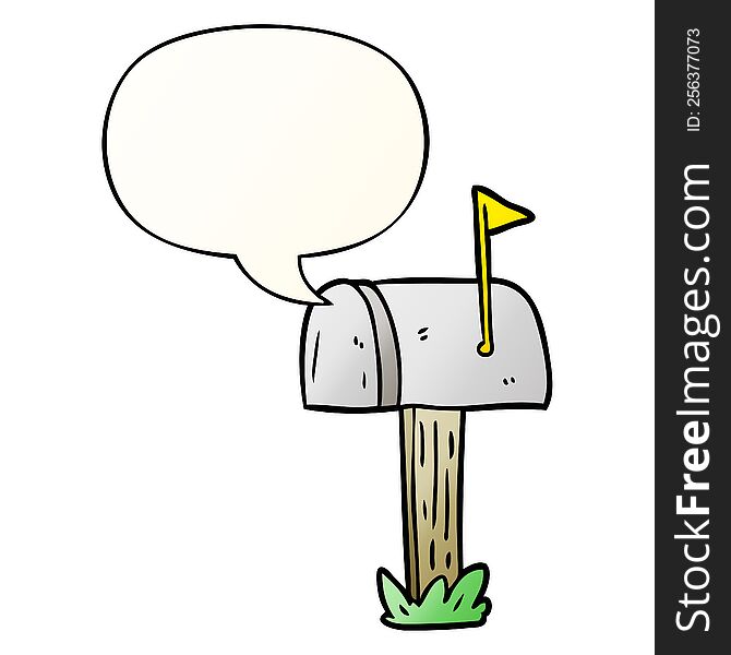 Cartoon Mailbox And Speech Bubble In Smooth Gradient Style