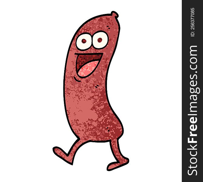 Happy Grunge Textured Illustration Cartoon Sausage