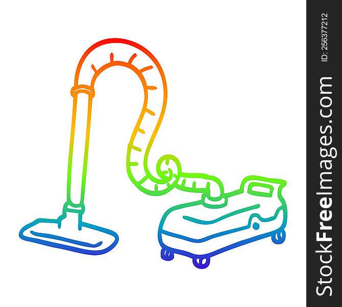 rainbow gradient line drawing of a cartoon vacuum hoover