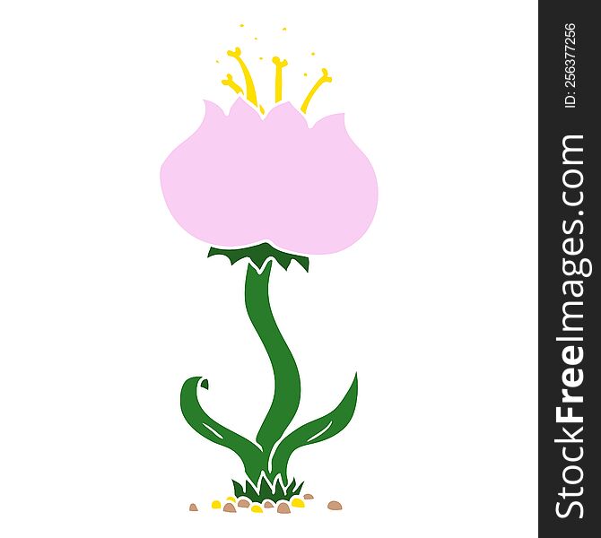 Flat Color Style Cartoon Exotic Flower