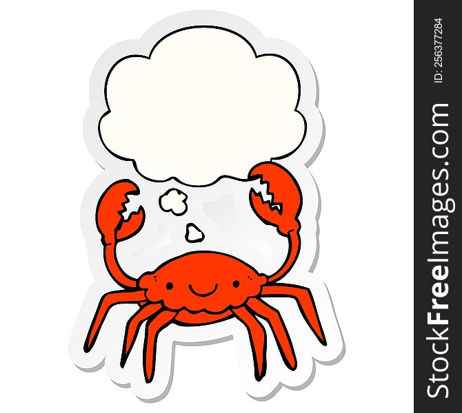 cartoon crab with thought bubble as a printed sticker