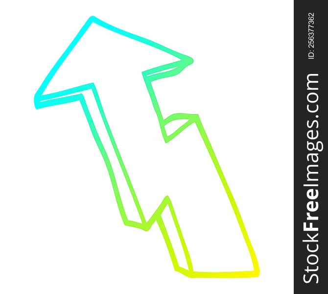 cold gradient line drawing of a cartoon growth arrow