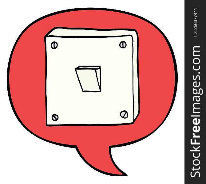 cartoon light switch and speech bubble