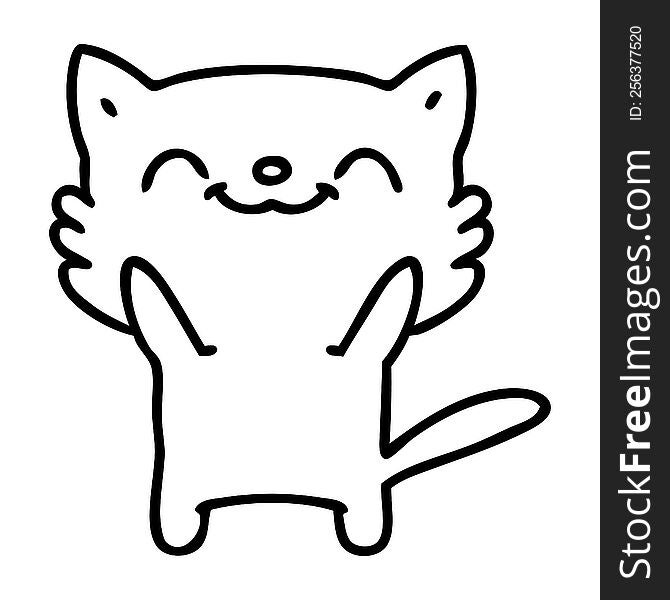 line doodle of a happy little cat