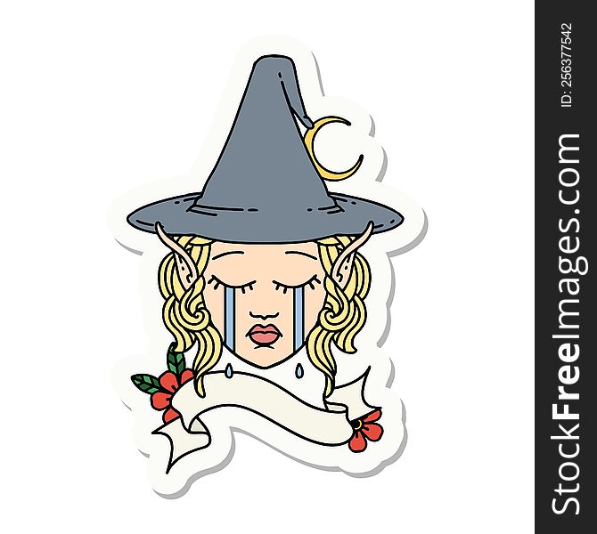 Sad Elf Mage Character Face Sticker