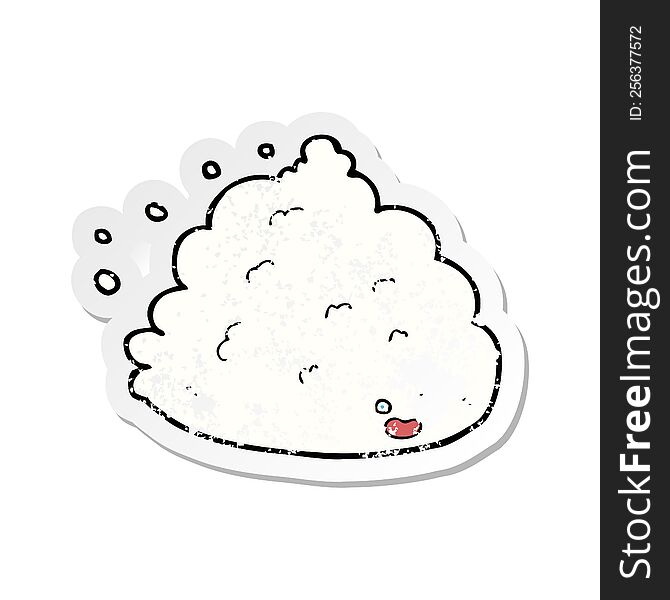 Retro Distressed Sticker Of A Cartoon Cloud Character
