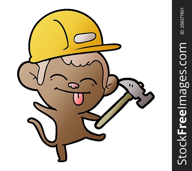 funny cartoon builder monkey dancing. funny cartoon builder monkey dancing