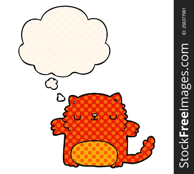 Cartoon Cat And Thought Bubble In Comic Book Style