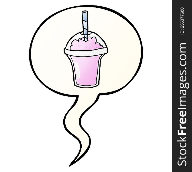 Cartoon Smoothie And Speech Bubble In Smooth Gradient Style