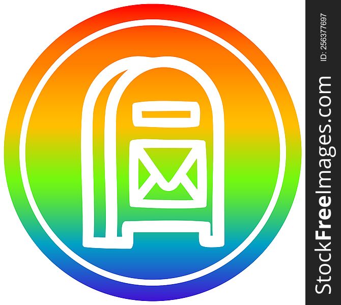 mail box circular icon with rainbow gradient finish. mail box circular icon with rainbow gradient finish