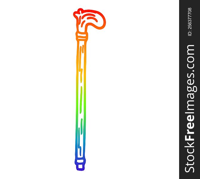rainbow gradient line drawing of a cartoon walking stick