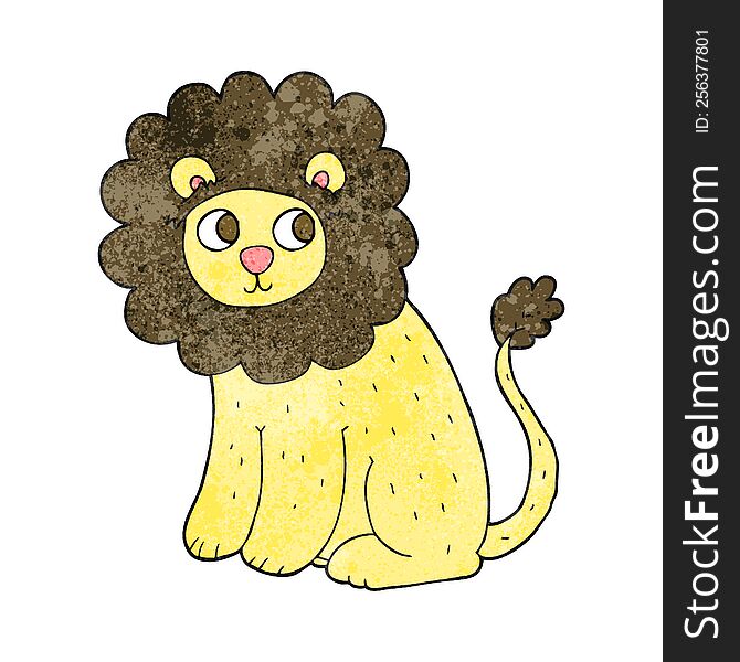 freehand textured cartoon cute lion