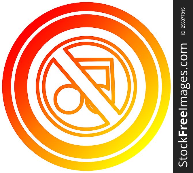 no music circular icon with warm gradient finish. no music circular icon with warm gradient finish