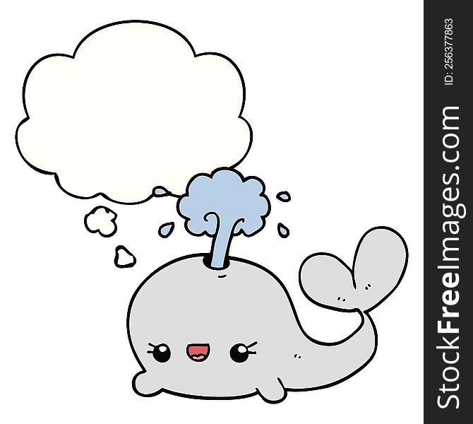 Cute Cartoon Whale And Thought Bubble