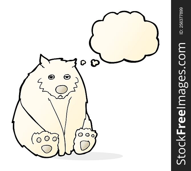 Cartoon Unhappy Polar Bear With Thought Bubble