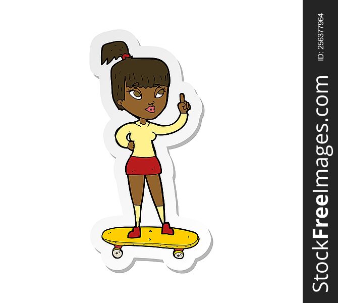 Sticker Of A Cartoon Skater Girl