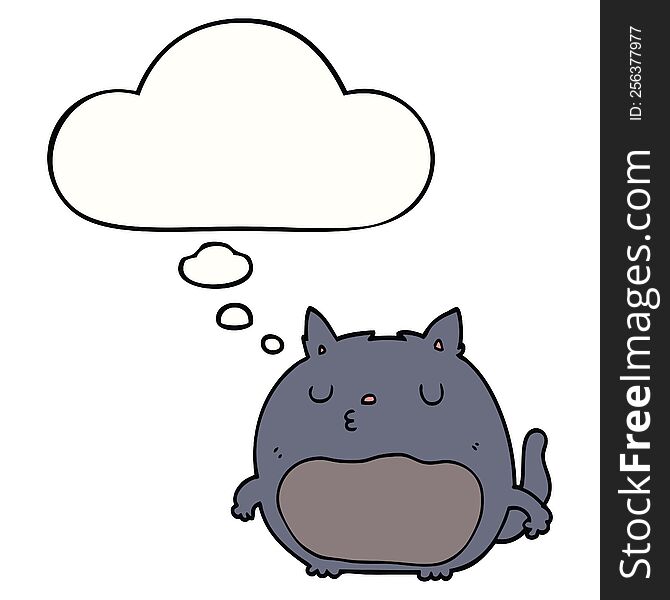 Cartoon Cat And Thought Bubble