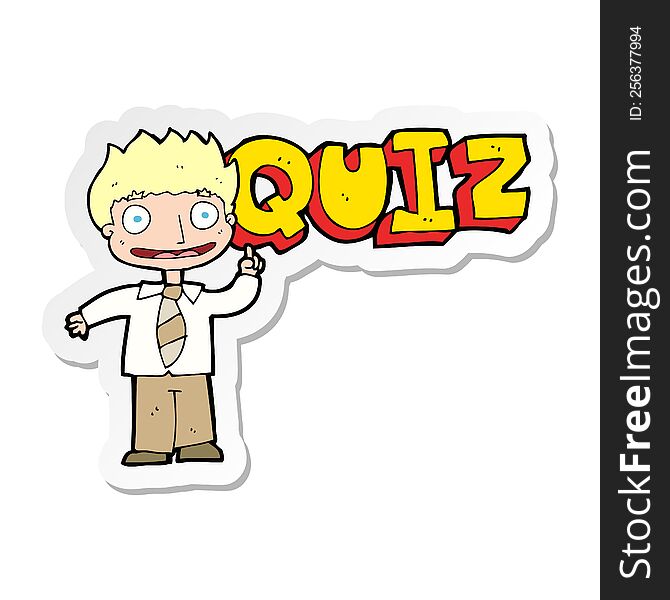 Sticker Of A Quiz Sign Cartoon