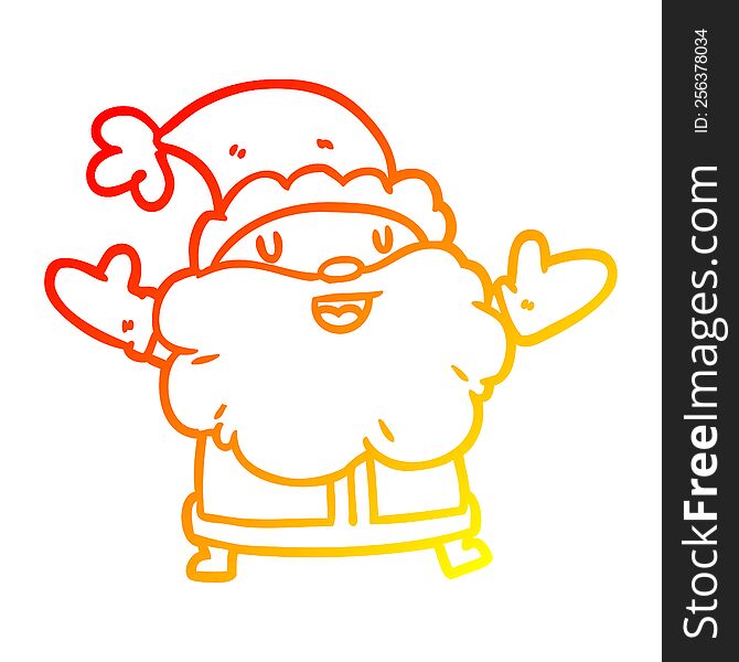 Warm Gradient Line Drawing Santa Claus