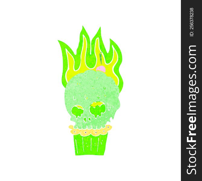 Cartoon Spooky Skull Cupcake