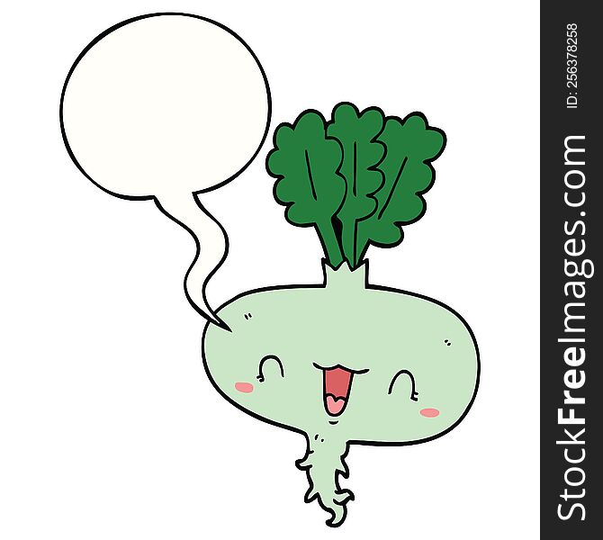 Cartoon Turnip And Speech Bubble
