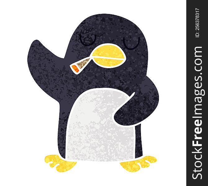 retro illustration style quirky cartoon penguin. retro illustration style quirky cartoon penguin