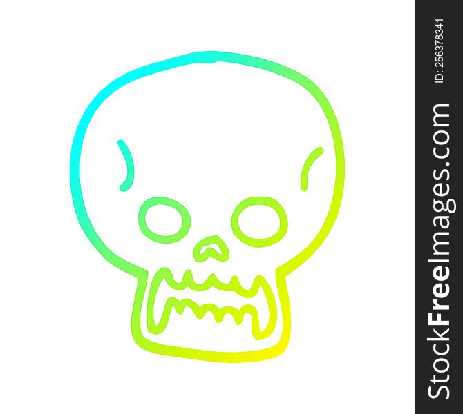 Cold Gradient Line Drawing Cartoon Halloween Skull